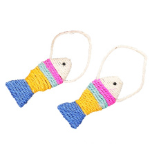 colorful sisal fish cat scratcher with lanyard toys